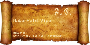 Haberfeld Vidor névjegykártya